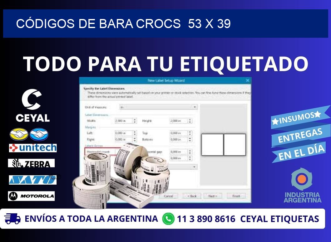 CÓDIGOS DE BARA CROCS  53 x 39