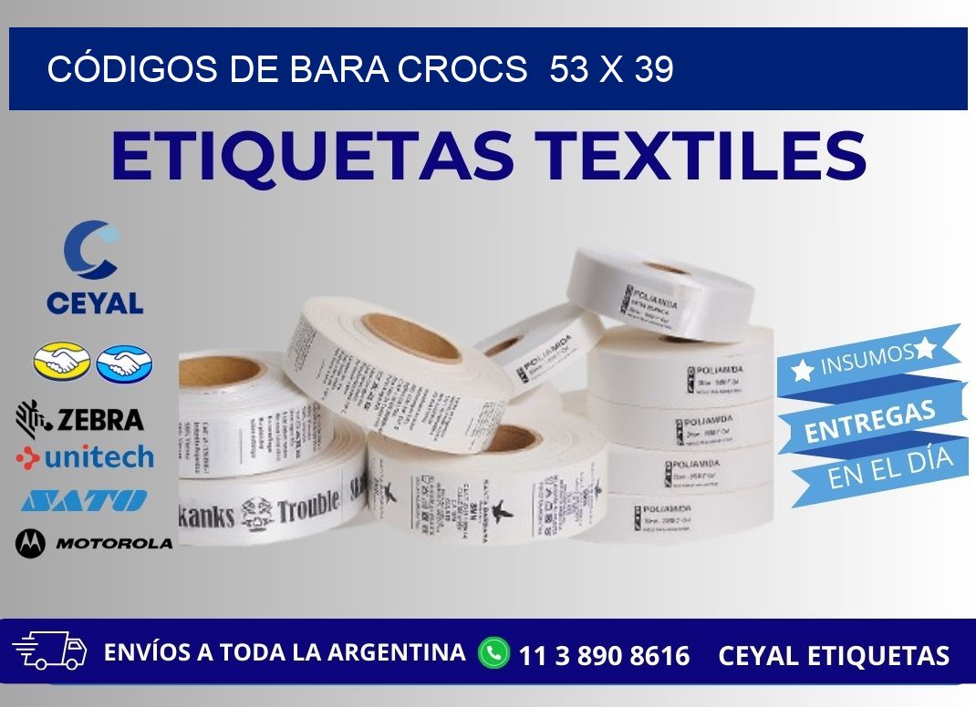 CÓDIGOS DE BARA CROCS  53 x 39
