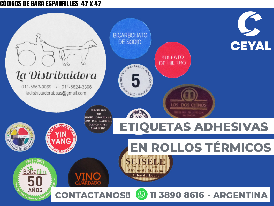 CÓDIGOS DE BARA ESPADRILLES  47 x 47