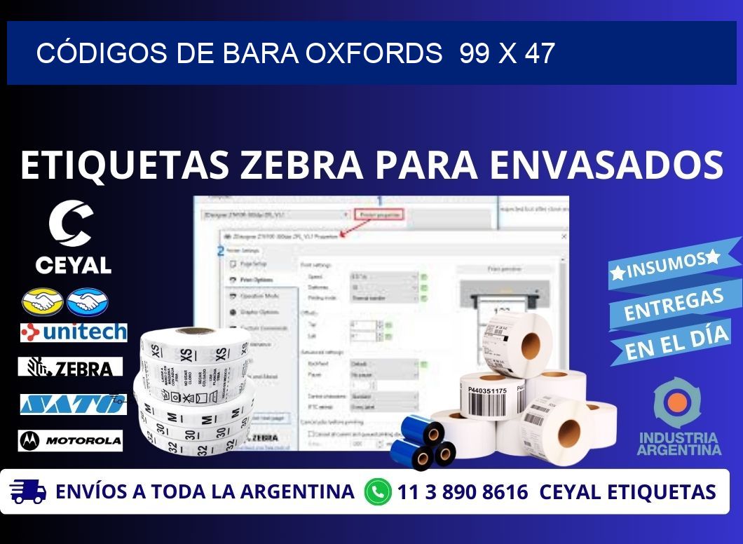 CÓDIGOS DE BARA OXFORDS  99 x 47
