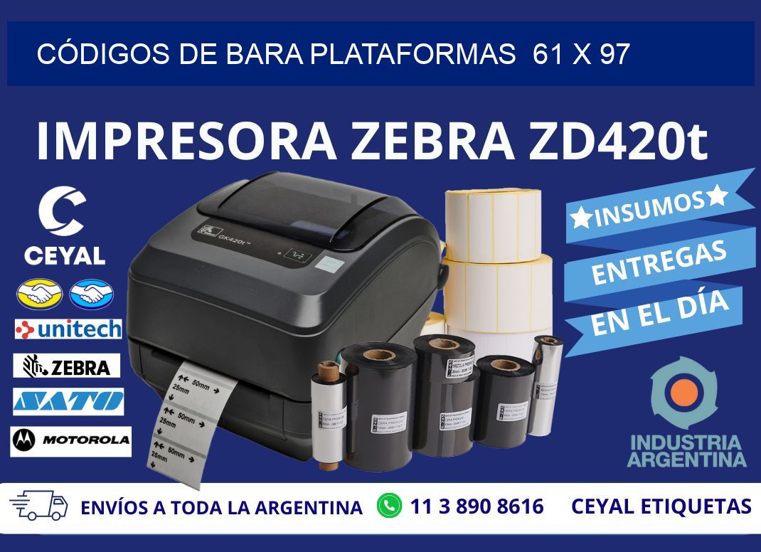 CÓDIGOS DE BARA PLATAFORMAS  61 x 97