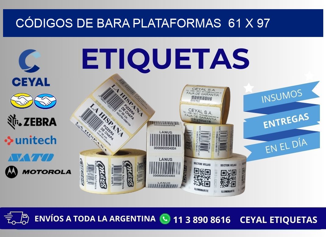 CÓDIGOS DE BARA PLATAFORMAS  61 x 97