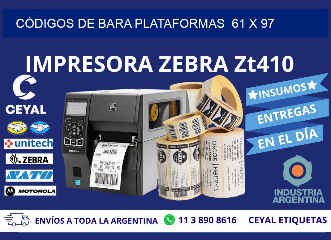 CÓDIGOS DE BARA PLATAFORMAS  61 x 97