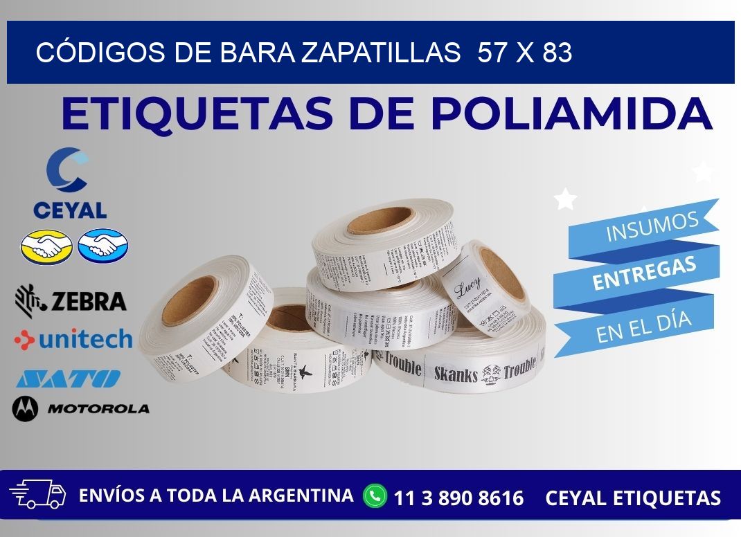 CÓDIGOS DE BARA ZAPATILLAS  57 x 83