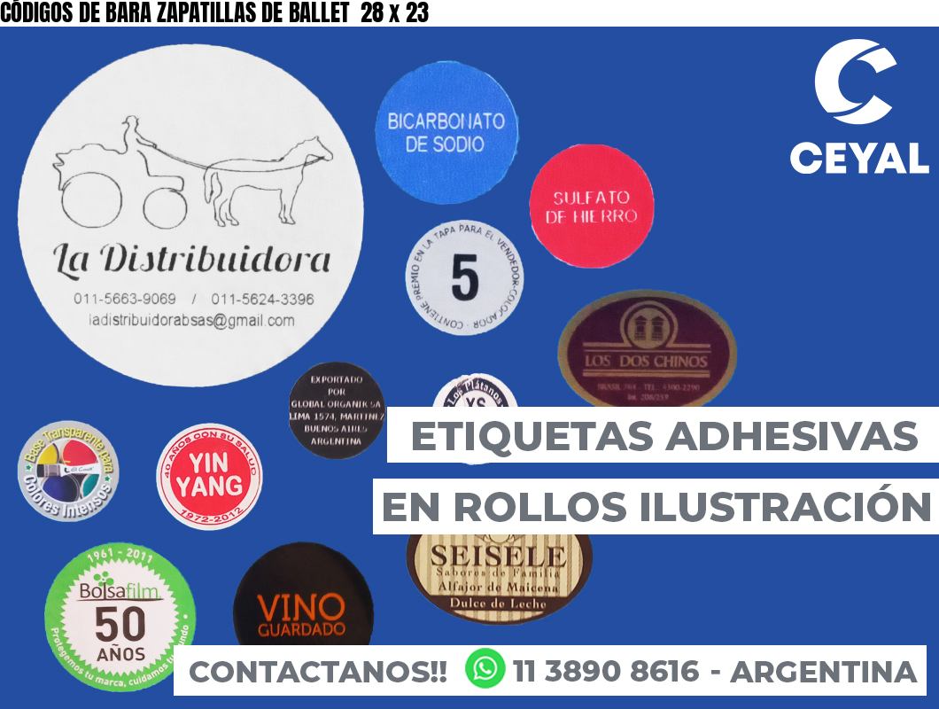 CÓDIGOS DE BARA ZAPATILLAS DE BALLET  28 x 23