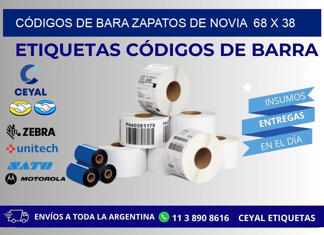 CÓDIGOS DE BARA ZAPATOS DE NOVIA  68 x 38