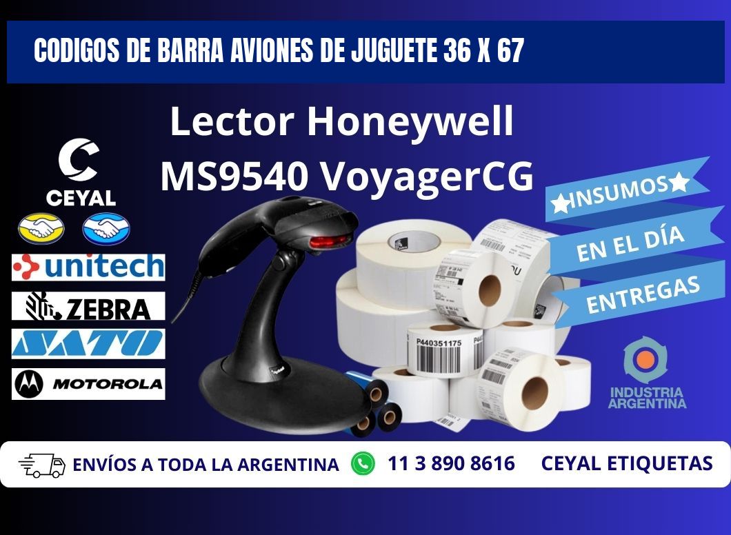 CODIGOS DE BARRA AVIONES DE JUGUETE 36 x 67