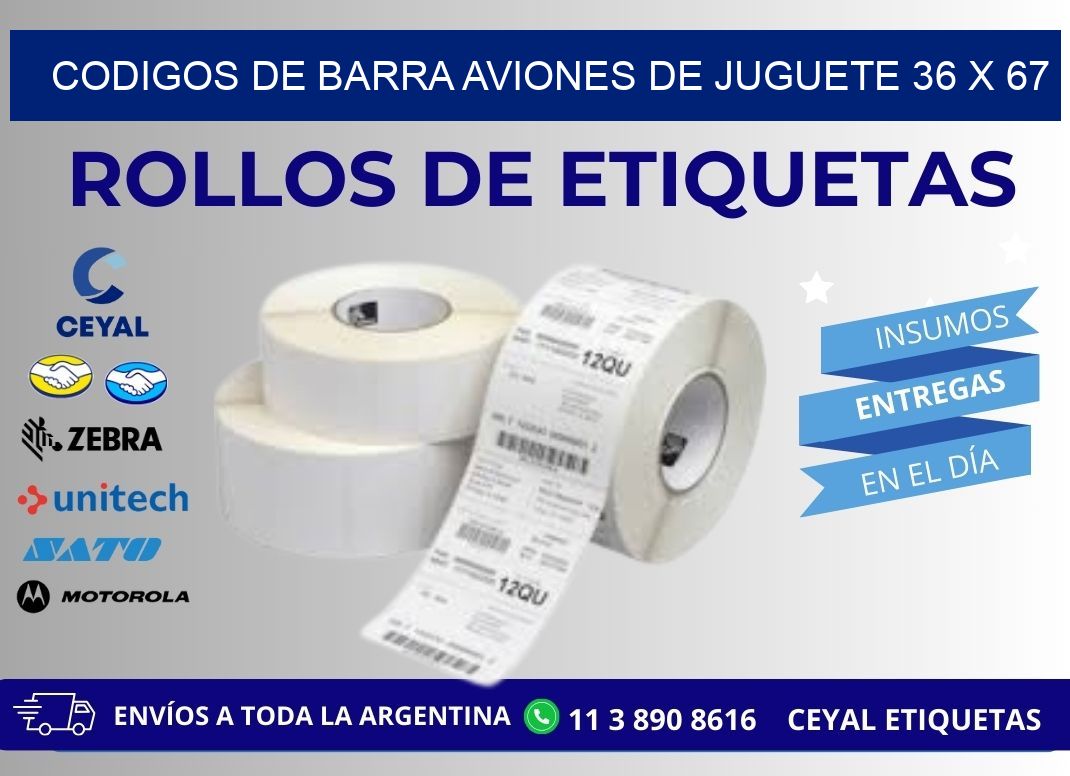 CODIGOS DE BARRA AVIONES DE JUGUETE 36 x 67