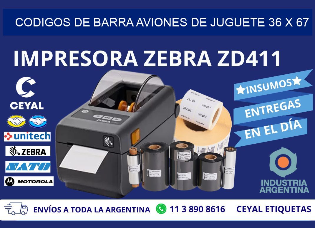 CODIGOS DE BARRA AVIONES DE JUGUETE 36 x 67