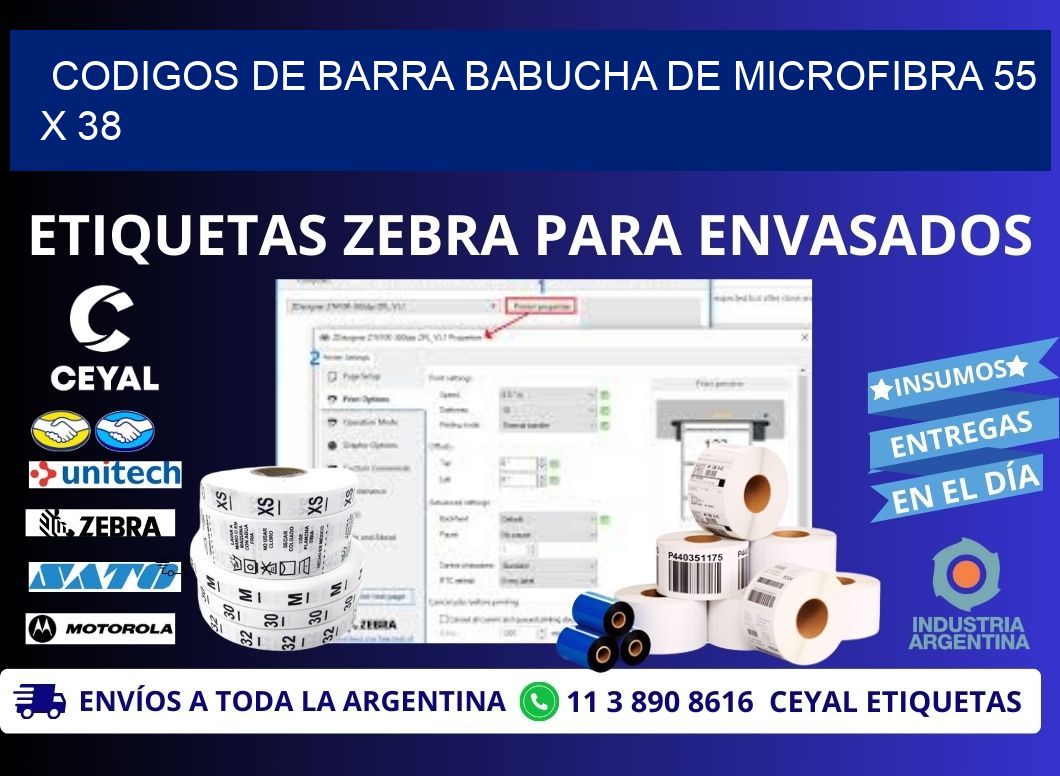 CODIGOS DE BARRA BABUCHA DE MICROFIBRA 55 x 38