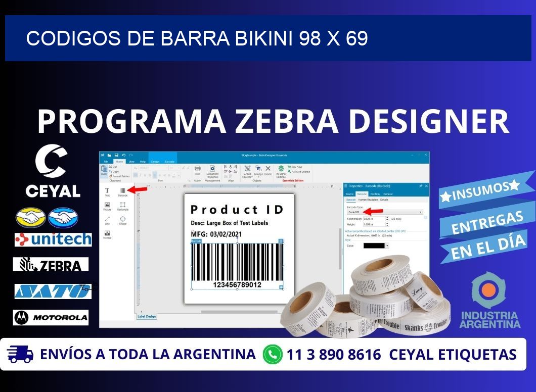 CODIGOS DE BARRA BIKINI 98 x 69