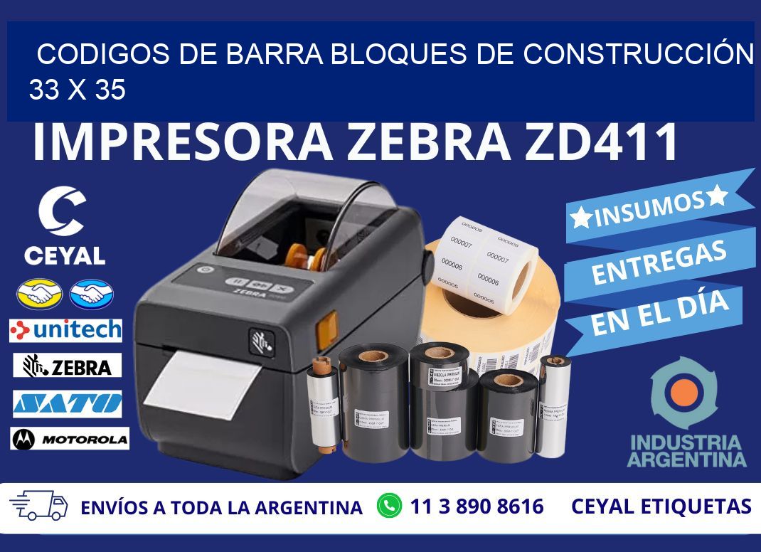 CODIGOS DE BARRA BLOQUES DE CONSTRUCCIÓN 33 x 35
