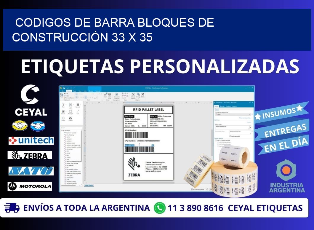 CODIGOS DE BARRA BLOQUES DE CONSTRUCCIÓN 33 x 35