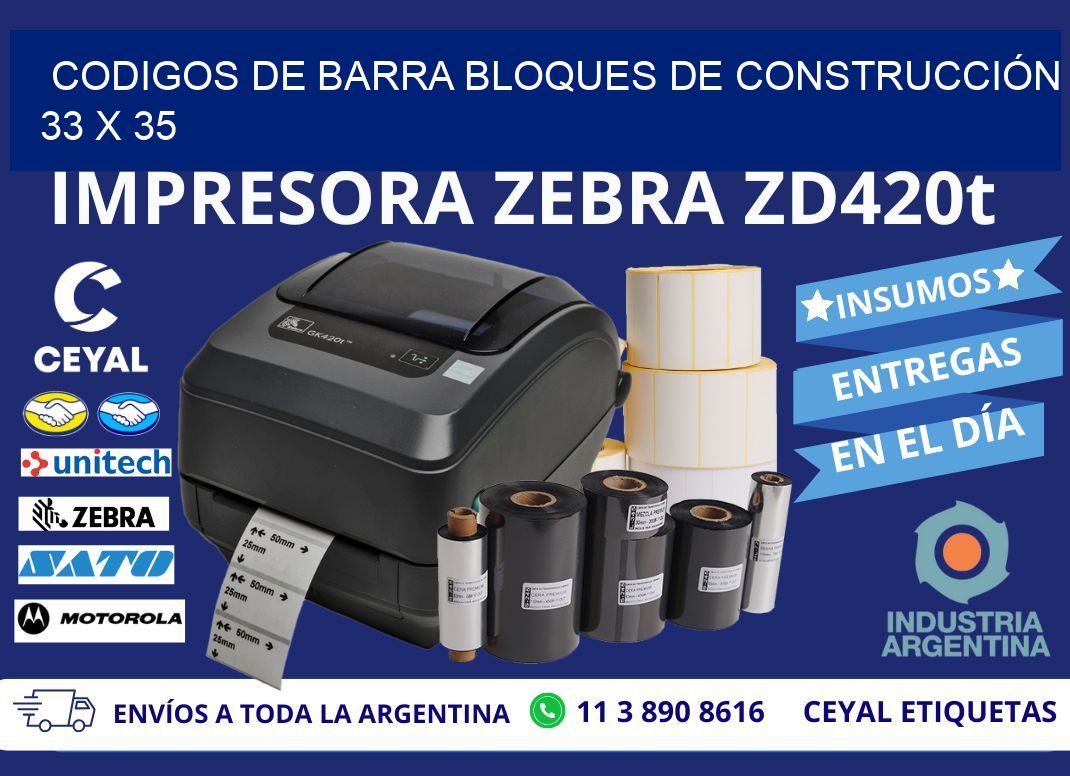 CODIGOS DE BARRA BLOQUES DE CONSTRUCCIÓN 33 x 35