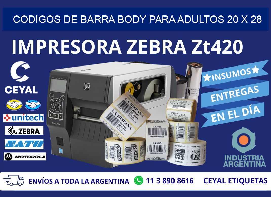 CODIGOS DE BARRA BODY PARA ADULTOS 20 x 28