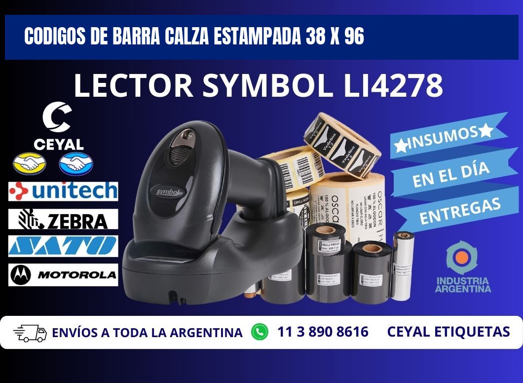 CODIGOS DE BARRA CALZA ESTAMPADA 38 x 96