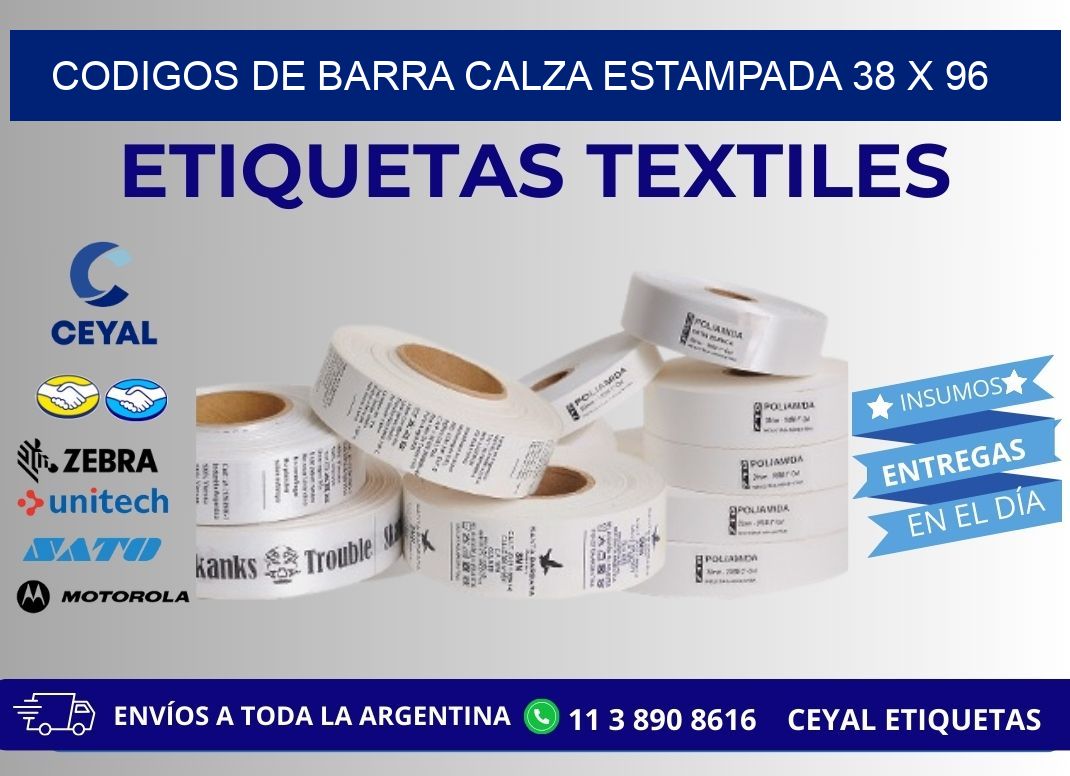 CODIGOS DE BARRA CALZA ESTAMPADA 38 x 96