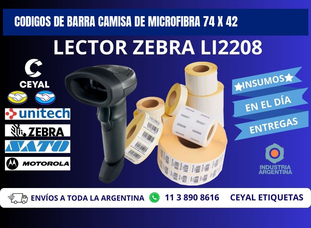 CODIGOS DE BARRA CAMISA DE MICROFIBRA 74 x 42