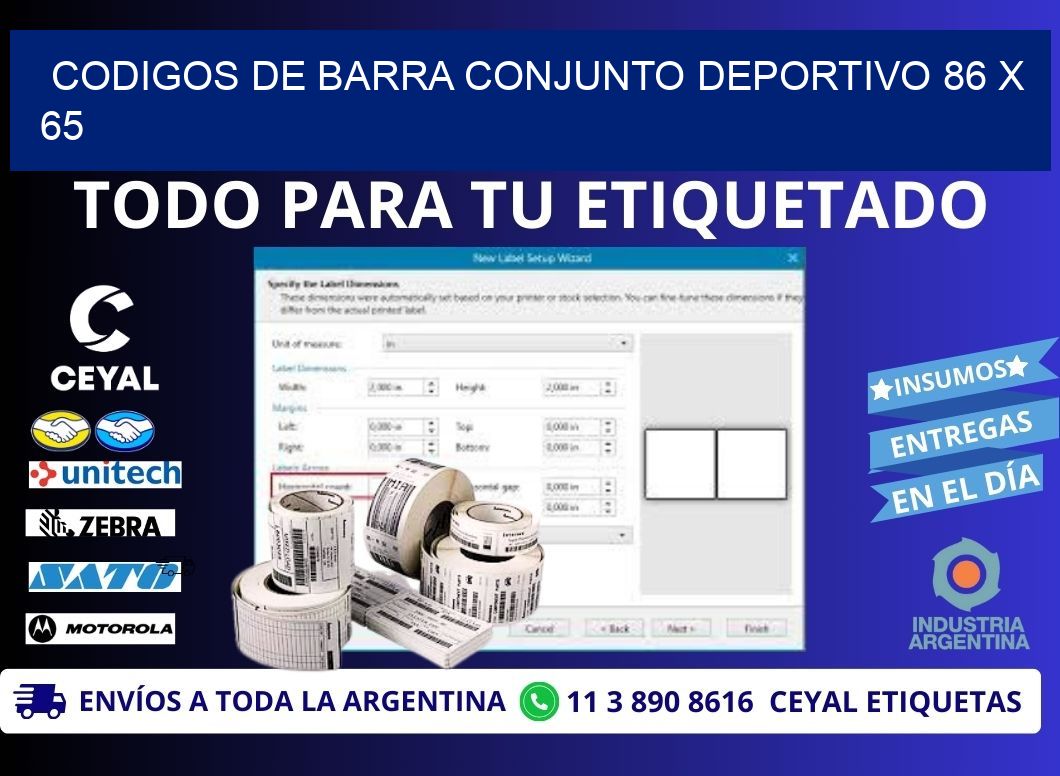 CODIGOS DE BARRA CONJUNTO DEPORTIVO 86 x 65