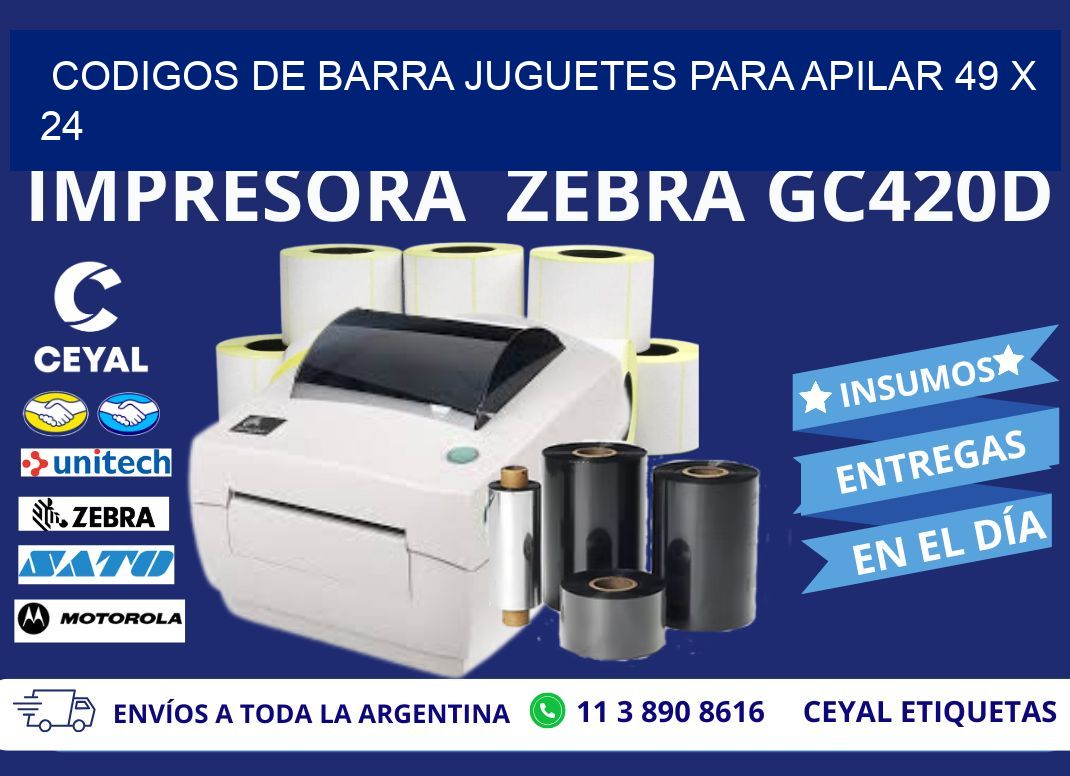 CODIGOS DE BARRA JUGUETES PARA APILAR 49 x 24