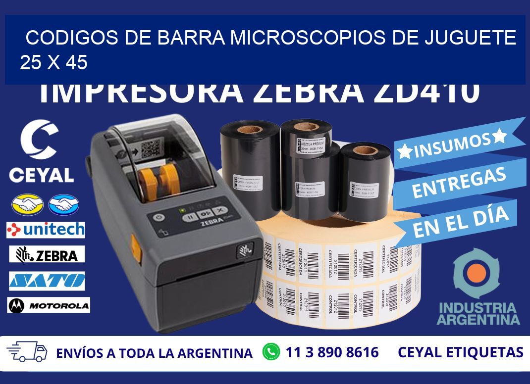 CODIGOS DE BARRA MICROSCOPIOS DE JUGUETE 25 x 45