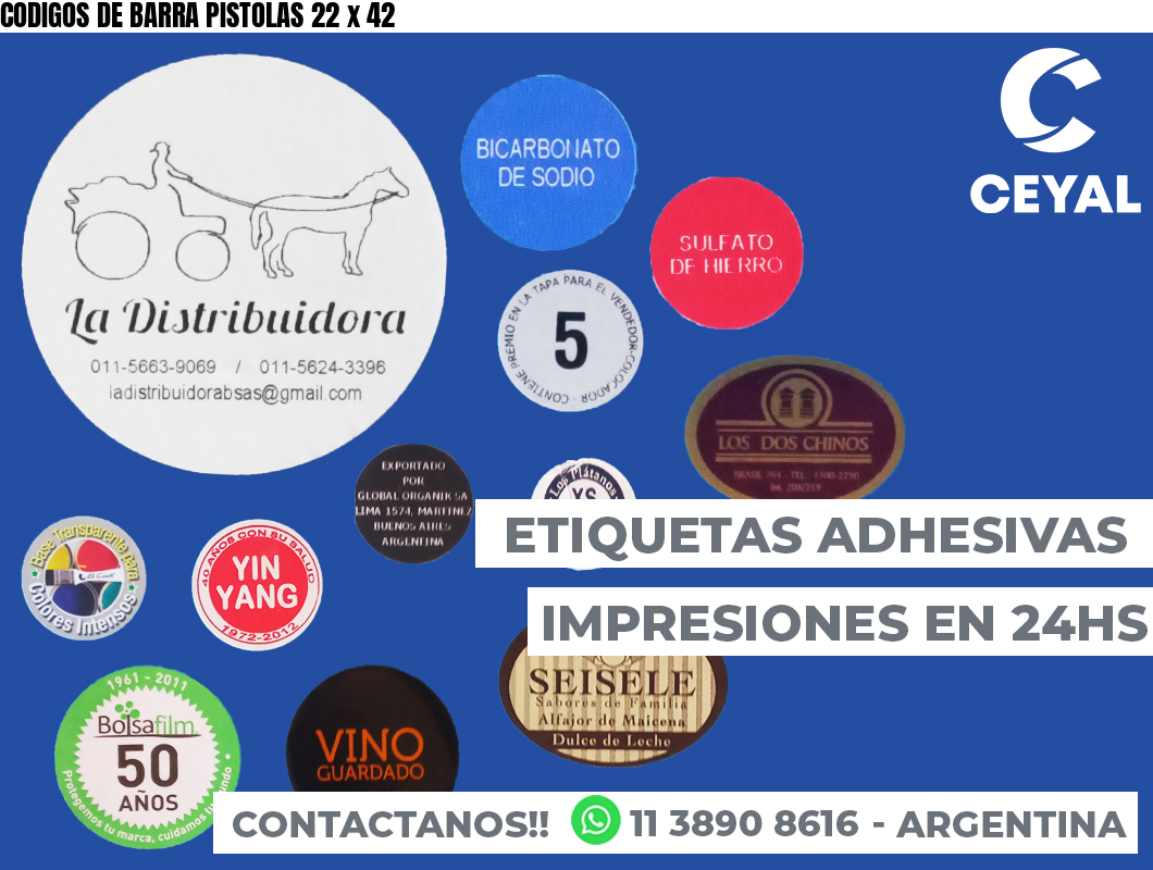 CODIGOS DE BARRA PISTOLAS 22 x 42