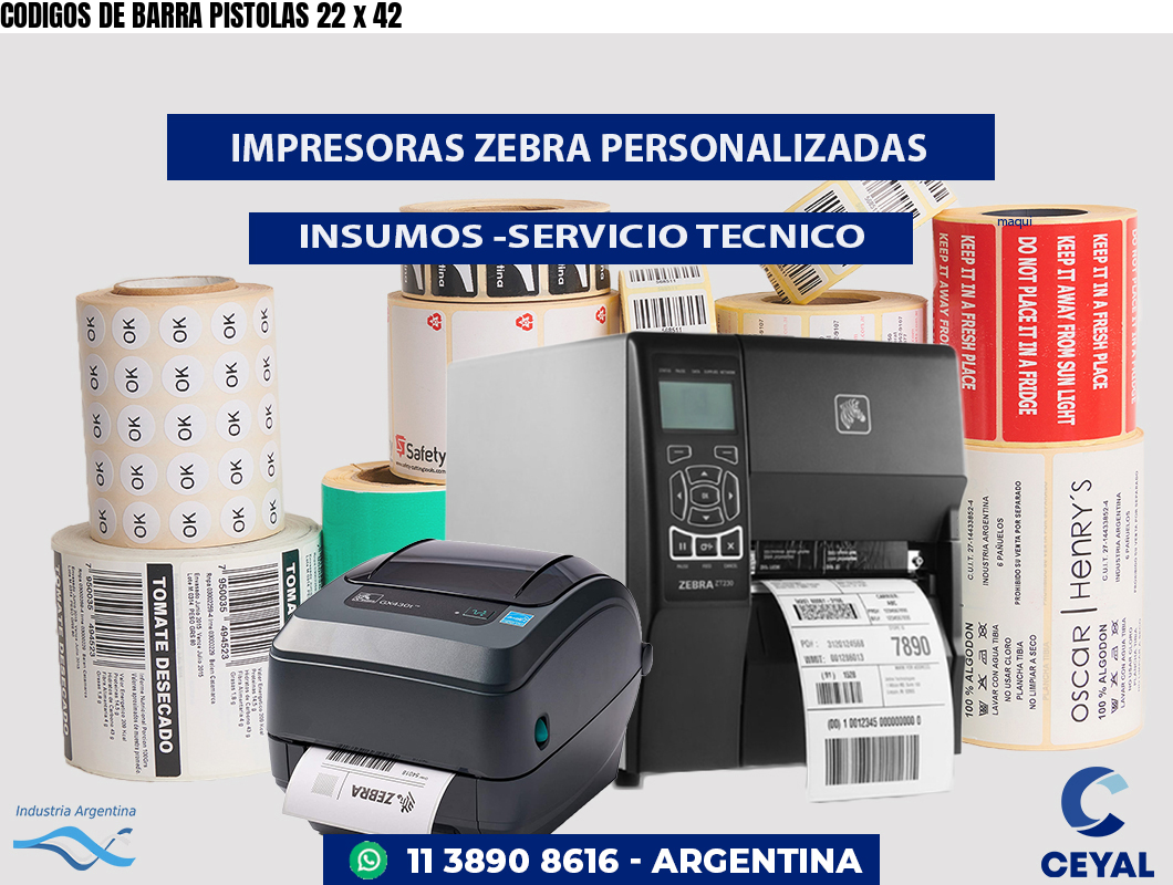 CODIGOS DE BARRA PISTOLAS 22 x 42