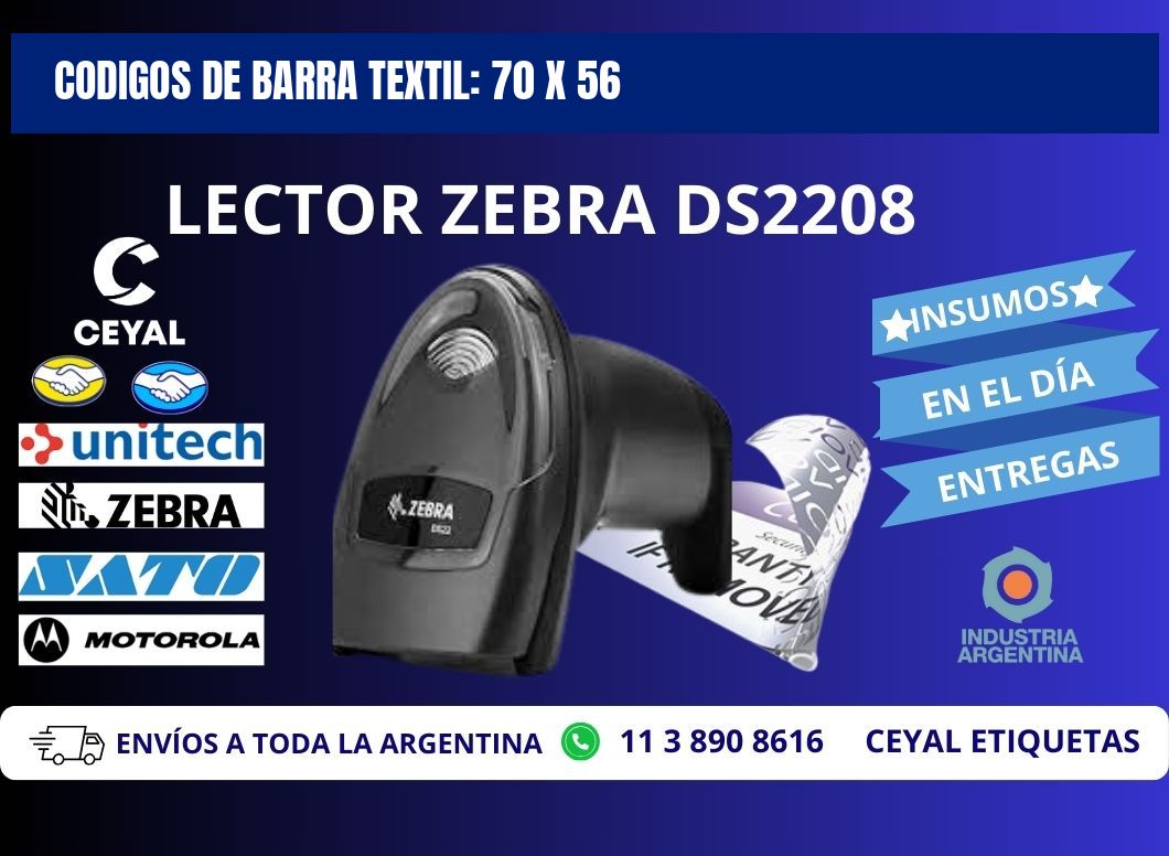 CODIGOS DE BARRA TEXTIL: 70 x 56