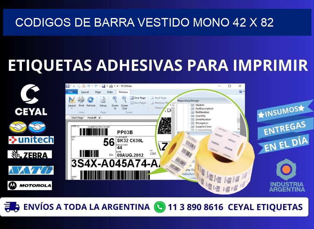CODIGOS DE BARRA VESTIDO MONO 42 x 82