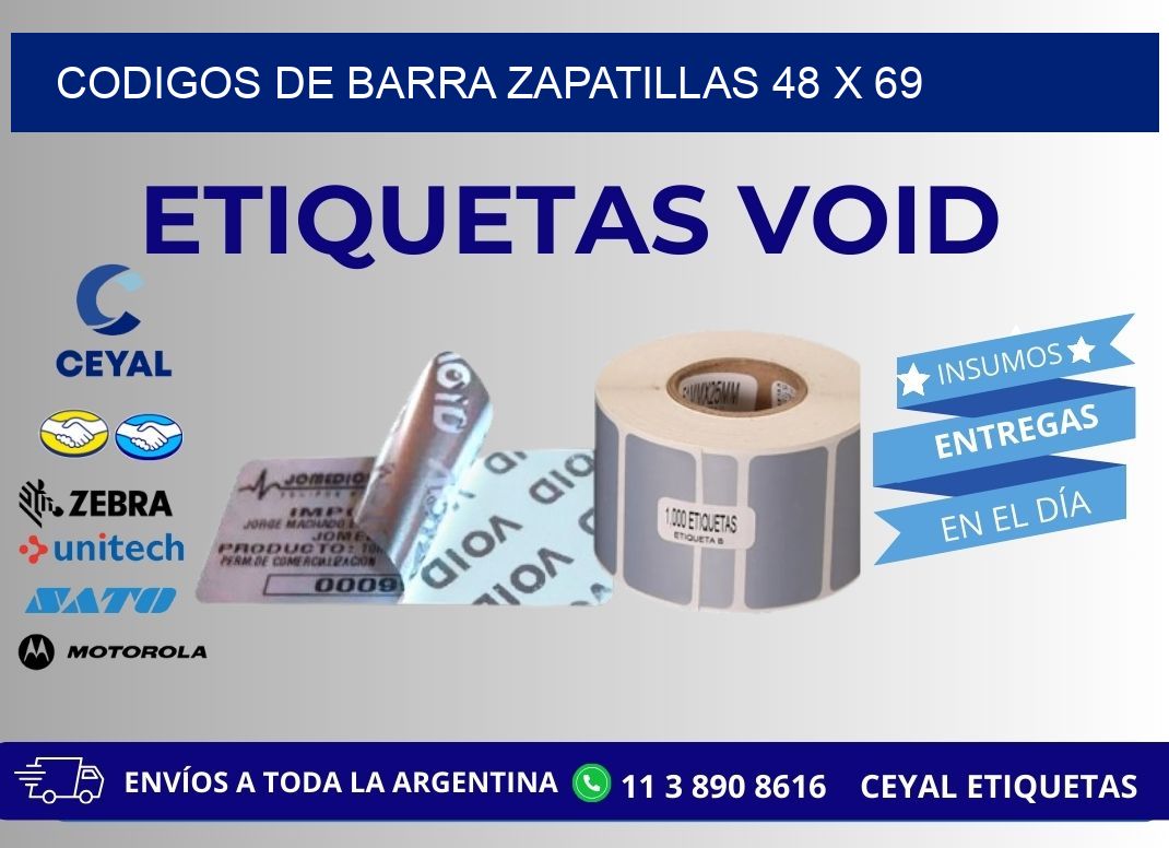 CODIGOS DE BARRA ZAPATILLAS 48 x 69