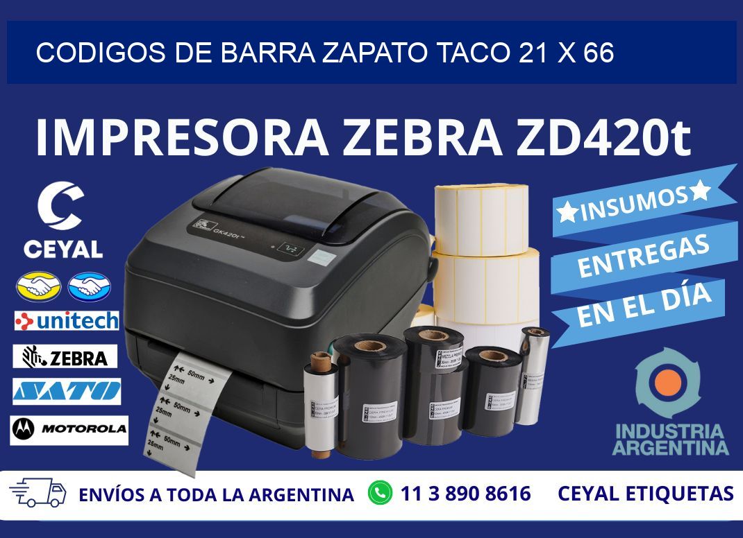 CODIGOS DE BARRA ZAPATO TACO 21 x 66