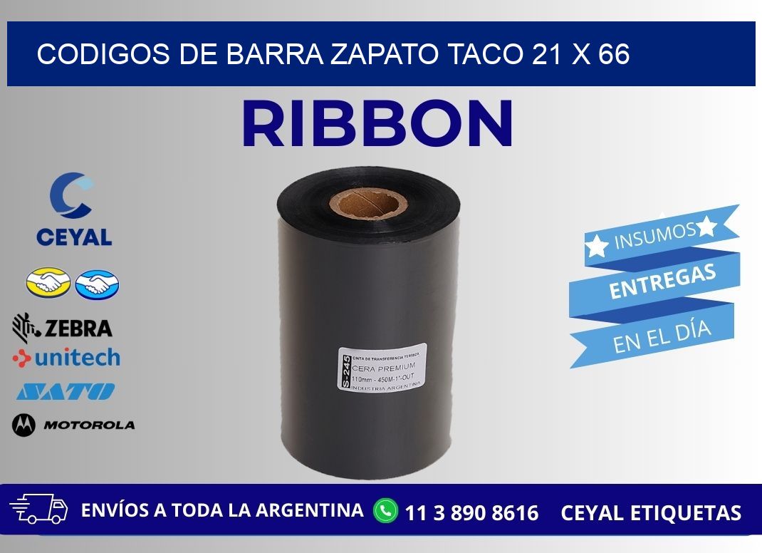 CODIGOS DE BARRA ZAPATO TACO 21 x 66