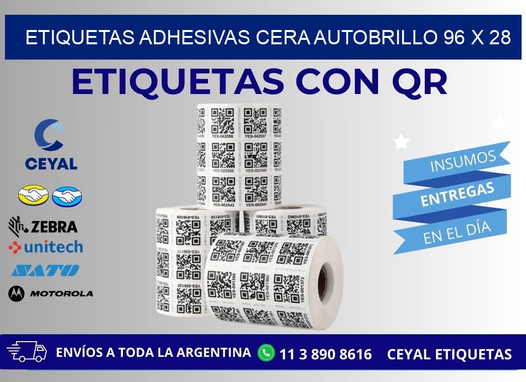 ETIQUETAS ADHESIVAS CERA AUTOBRILLO 96 x 28
