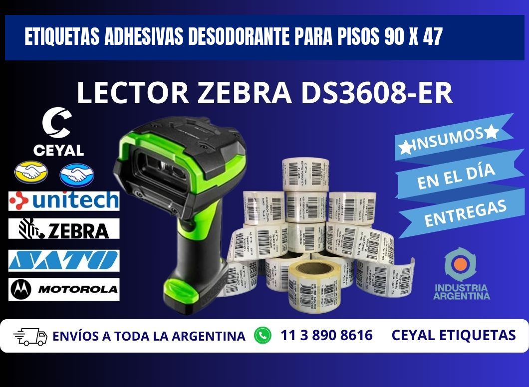 ETIQUETAS ADHESIVAS DESODORANTE PARA PISOS 90 x 47