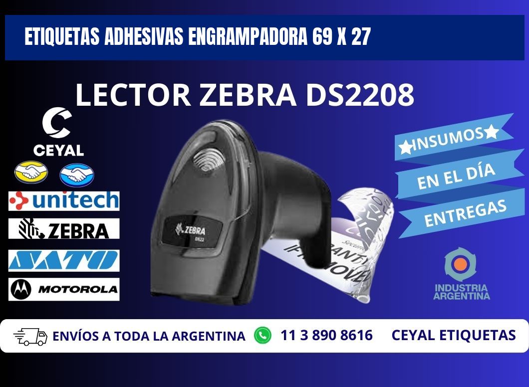 ETIQUETAS ADHESIVAS ENGRAMPADORA 69 x 27
