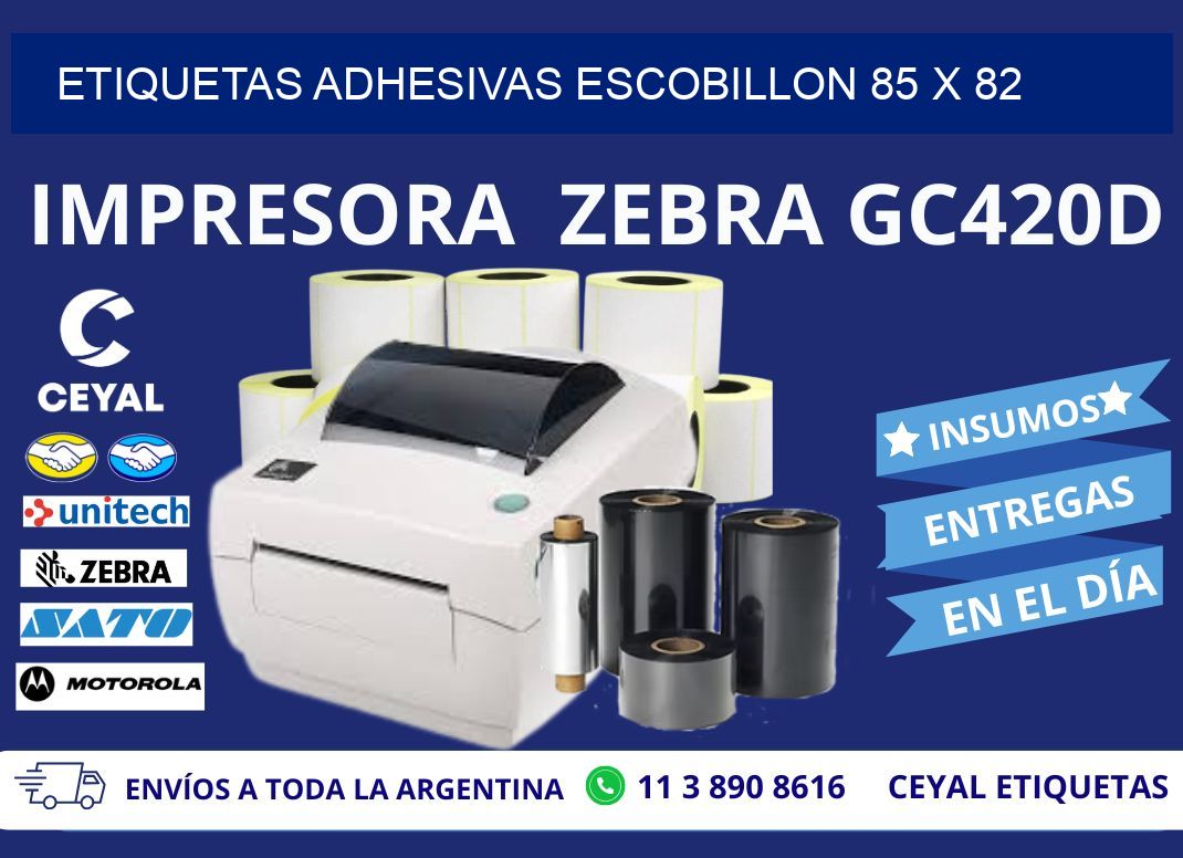 ETIQUETAS ADHESIVAS ESCOBILLON 85 x 82