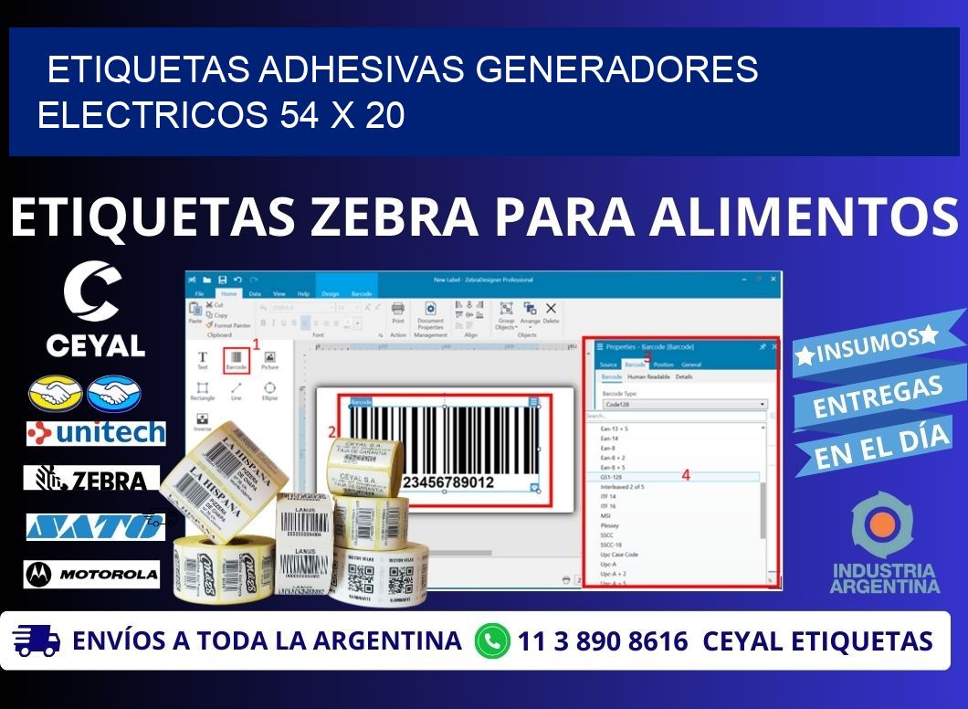 ETIQUETAS ADHESIVAS GENERADORES ELECTRICOS 54 x 20