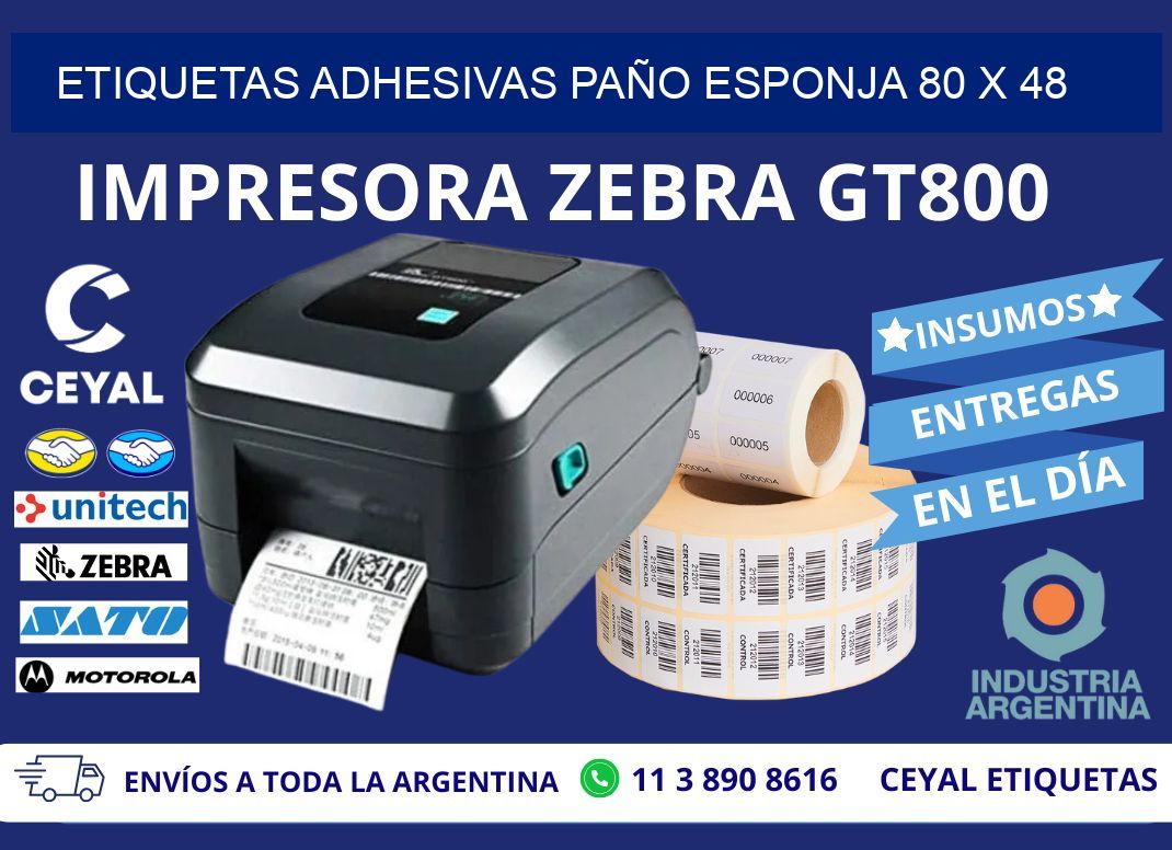 ETIQUETAS ADHESIVAS PAÑO ESPONJA 80 x 48