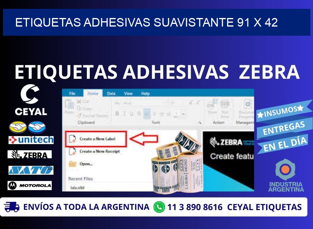 ETIQUETAS ADHESIVAS SUAVISTANTE 91 x 42