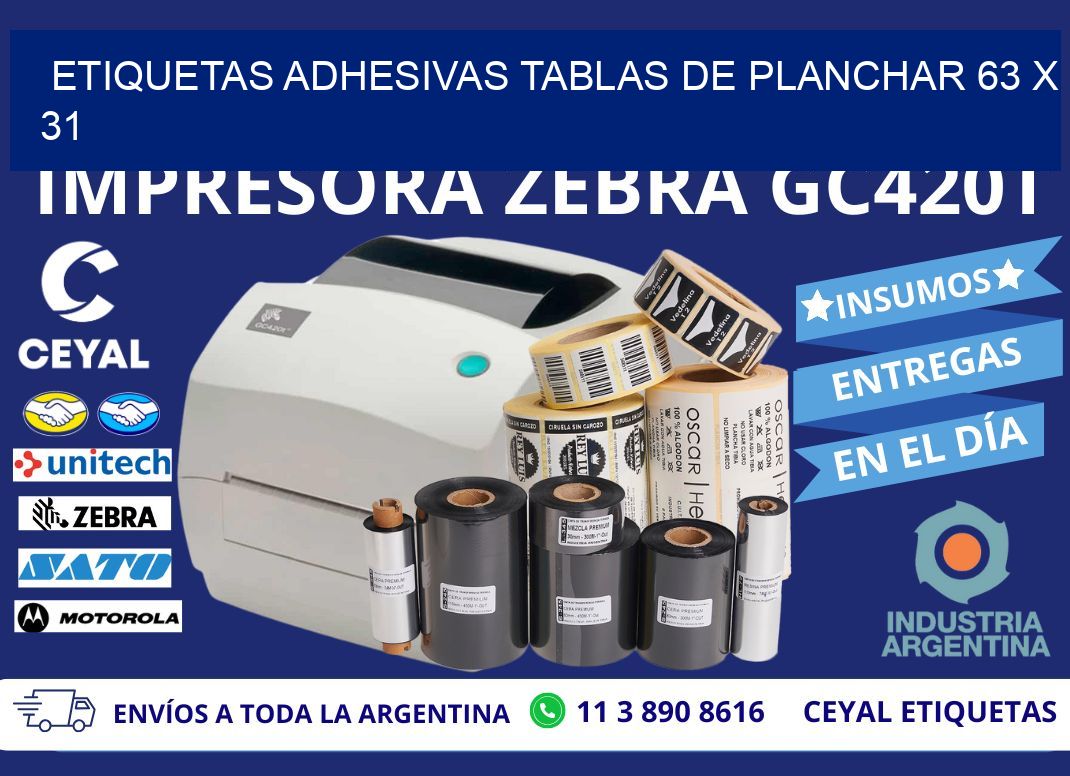 ETIQUETAS ADHESIVAS TABLAS DE PLANCHAR 63 x 31