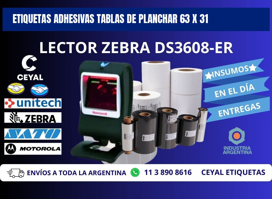 ETIQUETAS ADHESIVAS TABLAS DE PLANCHAR 63 x 31