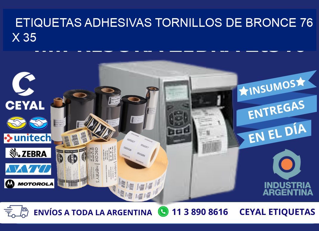 ETIQUETAS ADHESIVAS TORNILLOS DE BRONCE 76 x 35