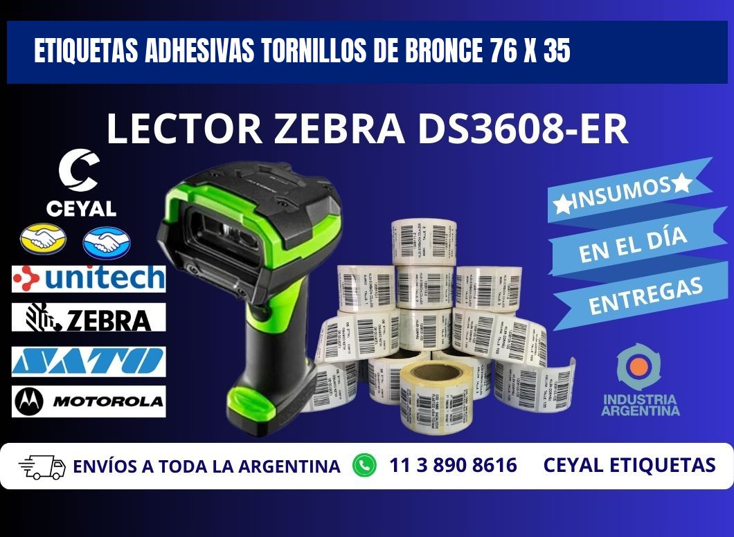ETIQUETAS ADHESIVAS TORNILLOS DE BRONCE 76 x 35