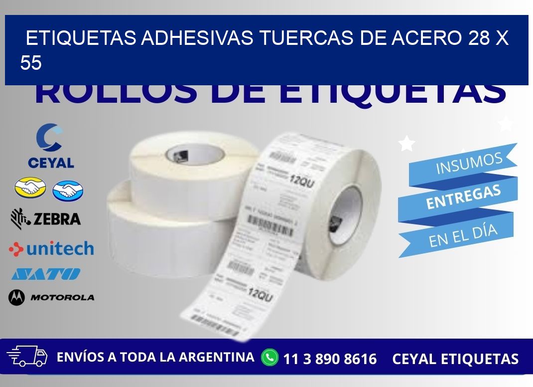 ETIQUETAS ADHESIVAS TUERCAS DE ACERO 28 x 55