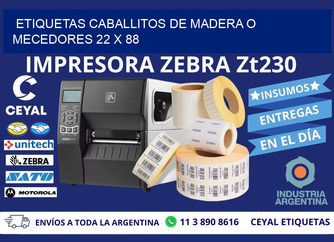 ETIQUETAS CABALLITOS DE MADERA O MECEDORES 22 x 88