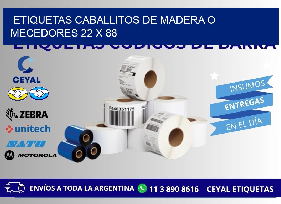 ETIQUETAS CABALLITOS DE MADERA O MECEDORES 22 x 88