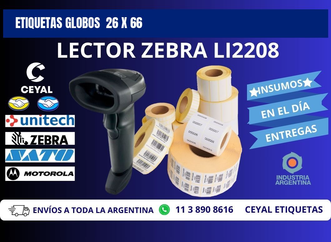 ETIQUETAS GLOBOS  26 x 66
