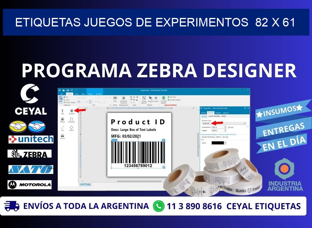 ETIQUETAS JUEGOS DE EXPERIMENTOS  82 x 61