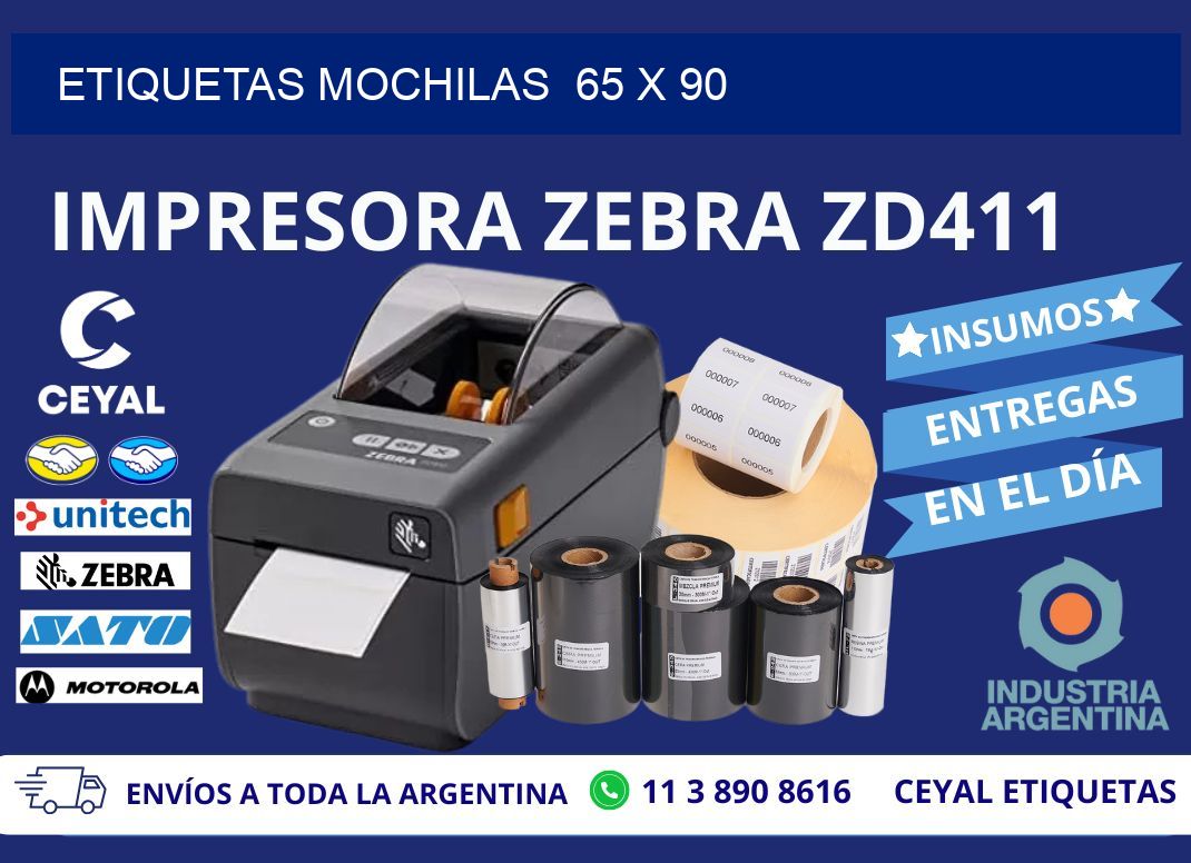 ETIQUETAS MOCHILAS  65 x 90