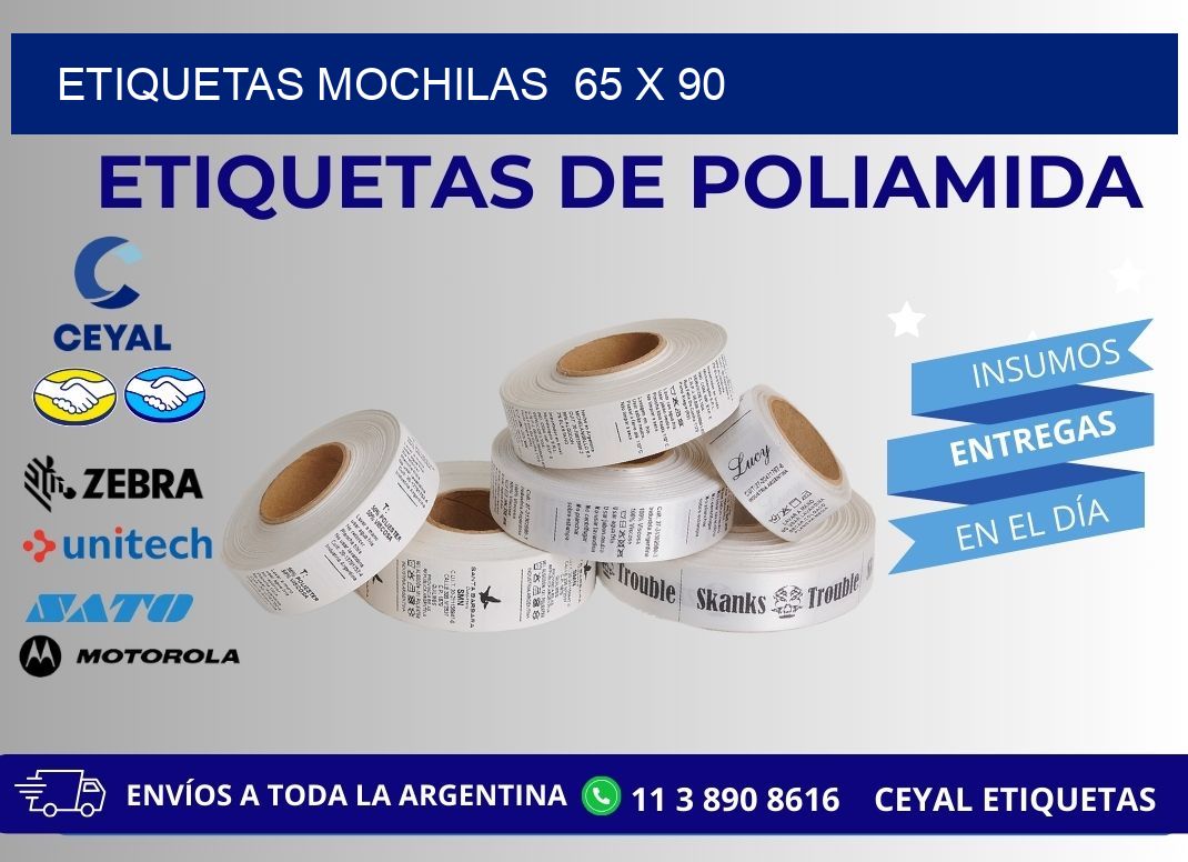ETIQUETAS MOCHILAS  65 x 90